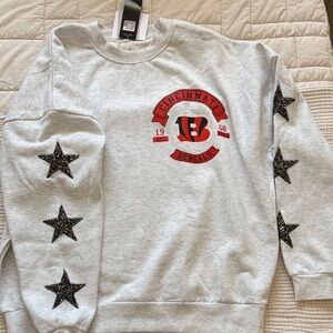 Cincinnati Bengals Gray Star Sleeve Sweater